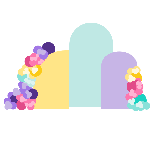 Three Wooden Arches & Balloon Garlands